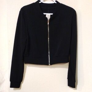 Cropped Black Zip Up Jacket
